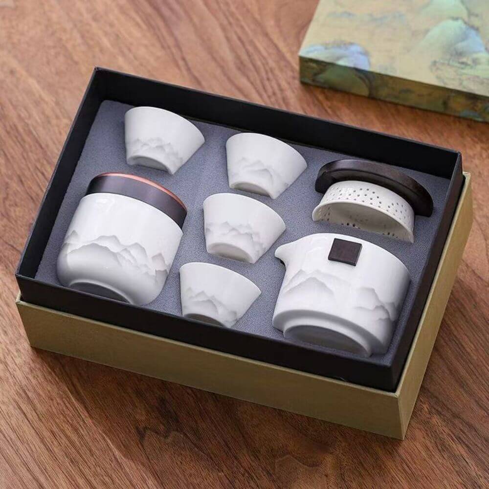 Chinese Kungfu Tea Business Ceremonial Set With Ceramics Cups and Pots - Image 3