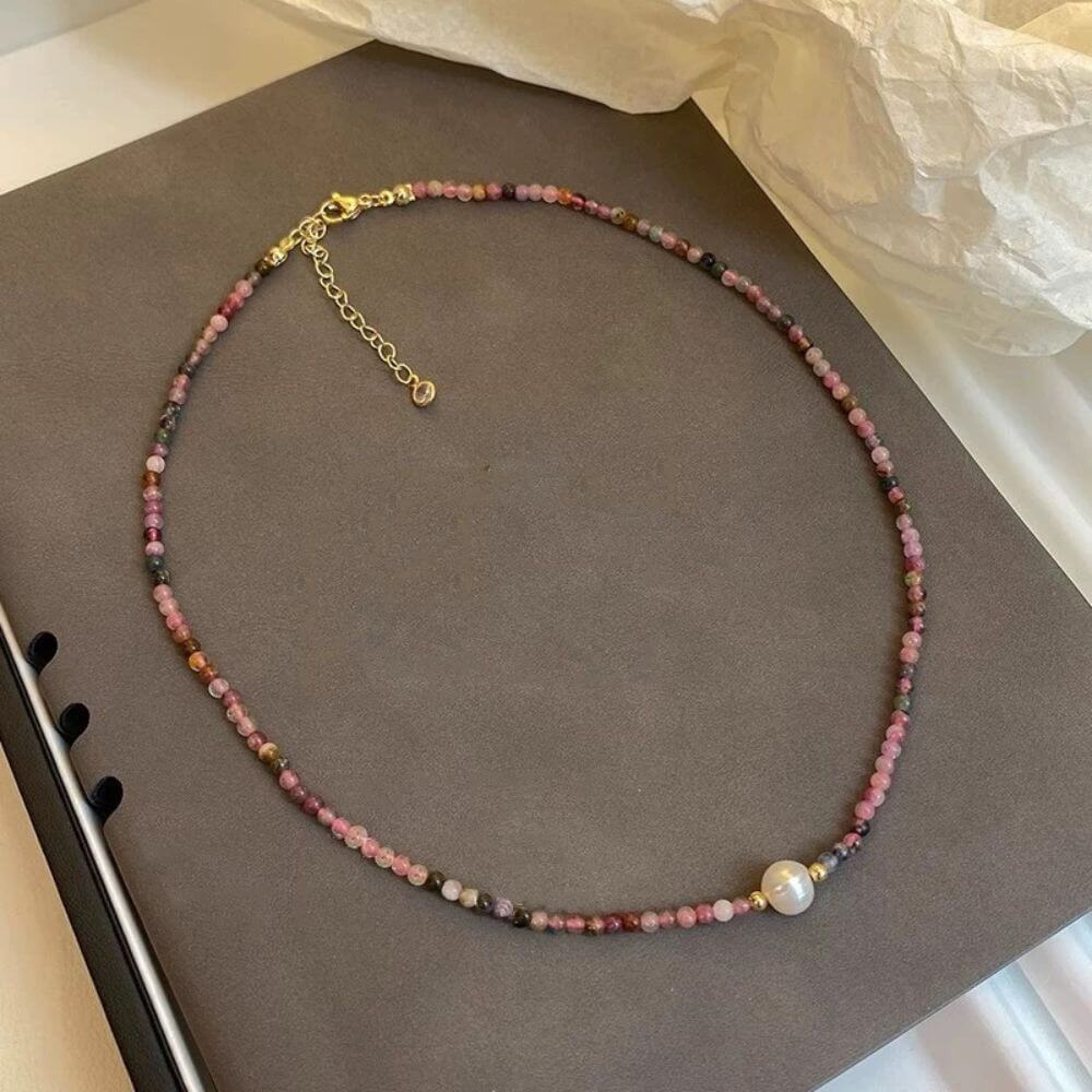 Vintage Bohemian Style Quartz Necklace With Pearl Pedant