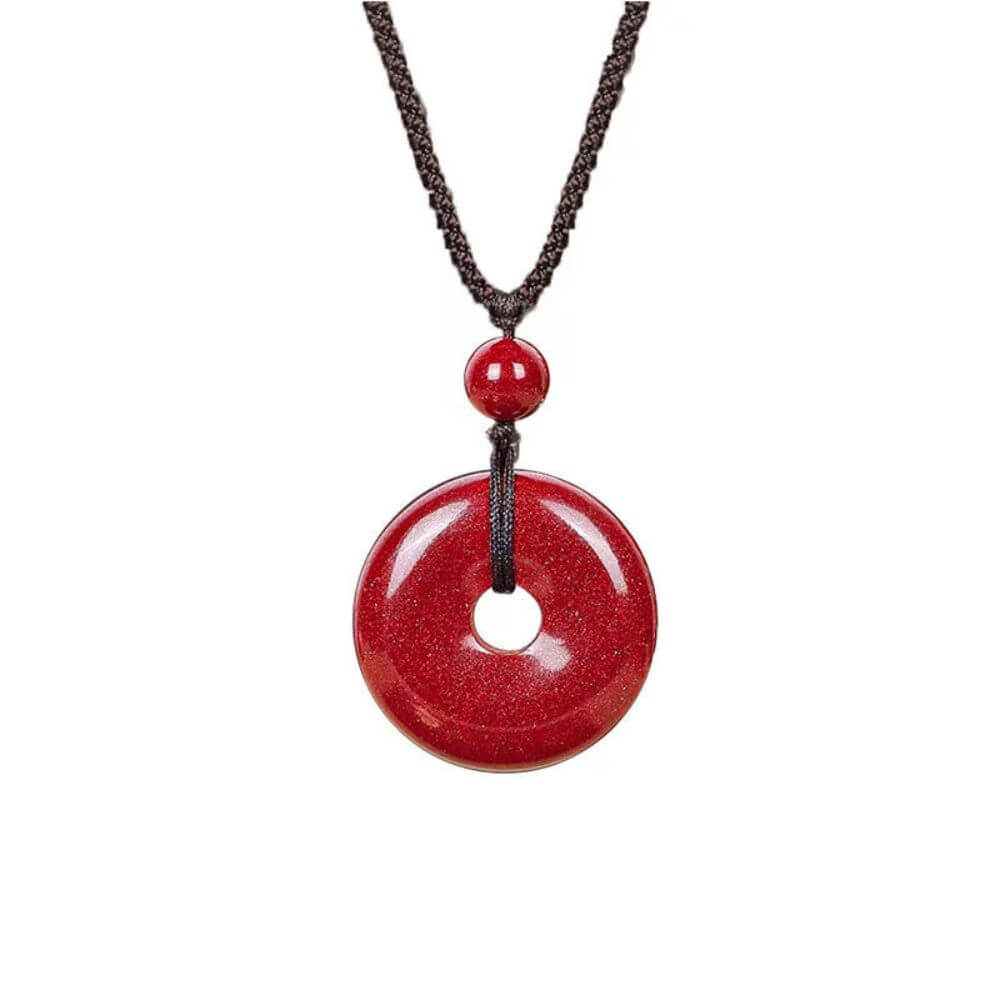 Cinnabar Peace Buckle Pendant "Ping An Kou" With Red Cord - Image 5