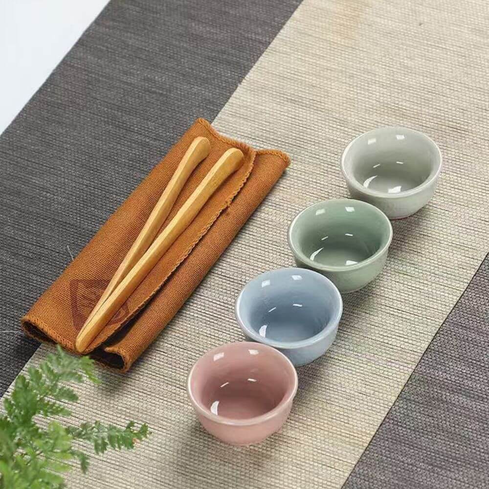 Ceramic Kungfu Tea Cup Set 60ml/2oz 6pcs In Total with Bag - Image 4