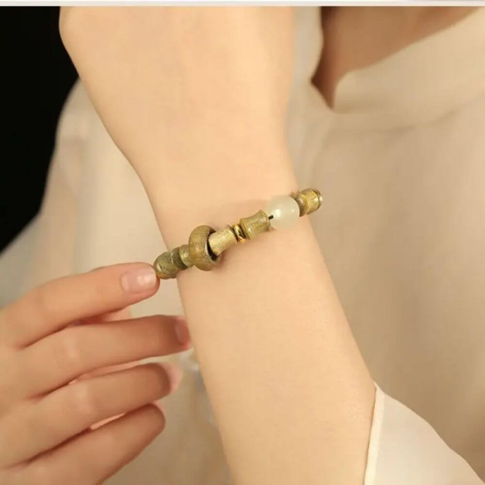 Shaolin Zen Guajacwood and Bamboo Bracelet For Rising Fengshui - Image 2