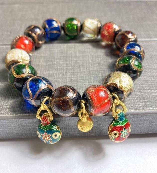 Insense Ash Made With Chinese Liuli(Art Glass) Bracelet For Zen Peace