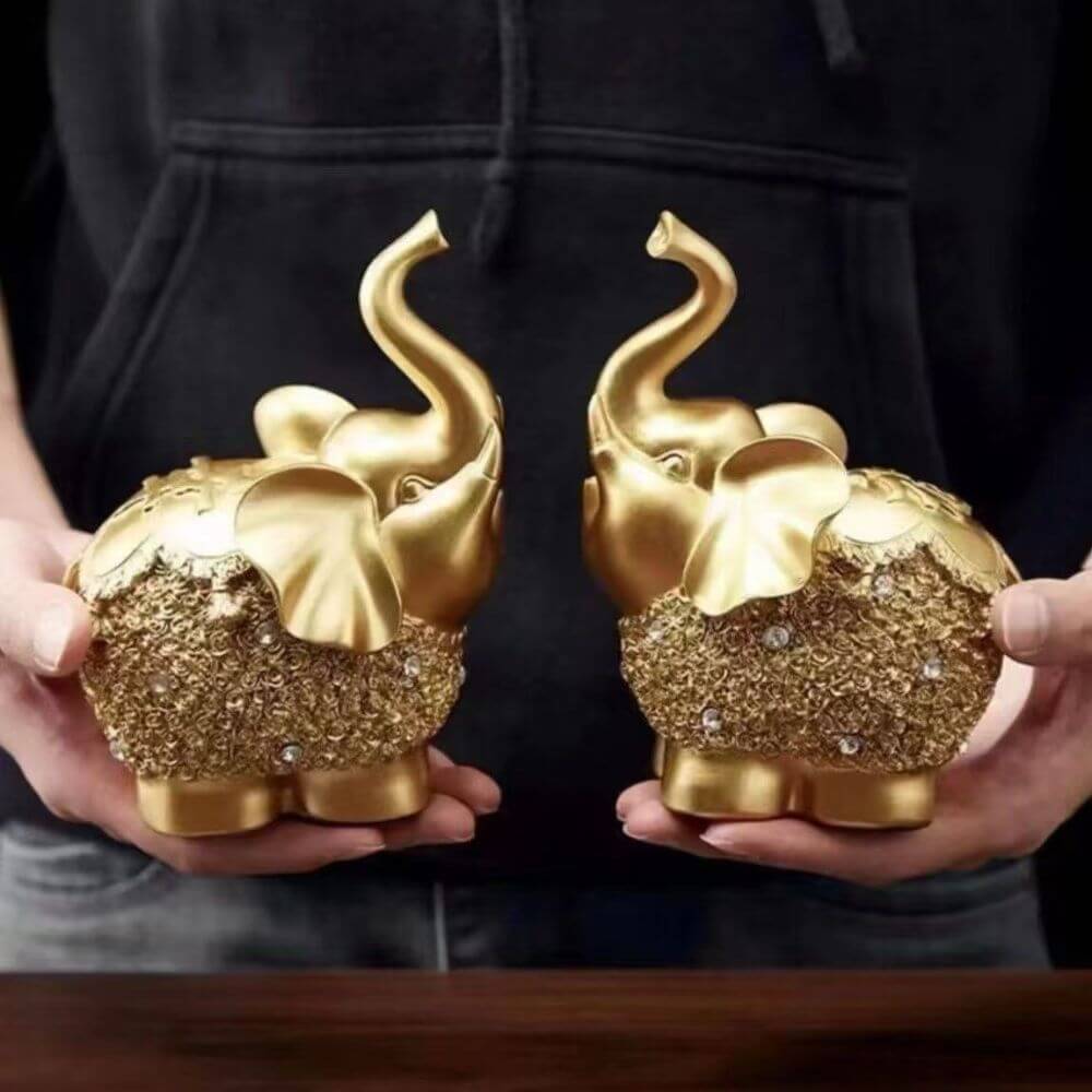 Little Golden Elephant Ornament For Home and Office - Image 4