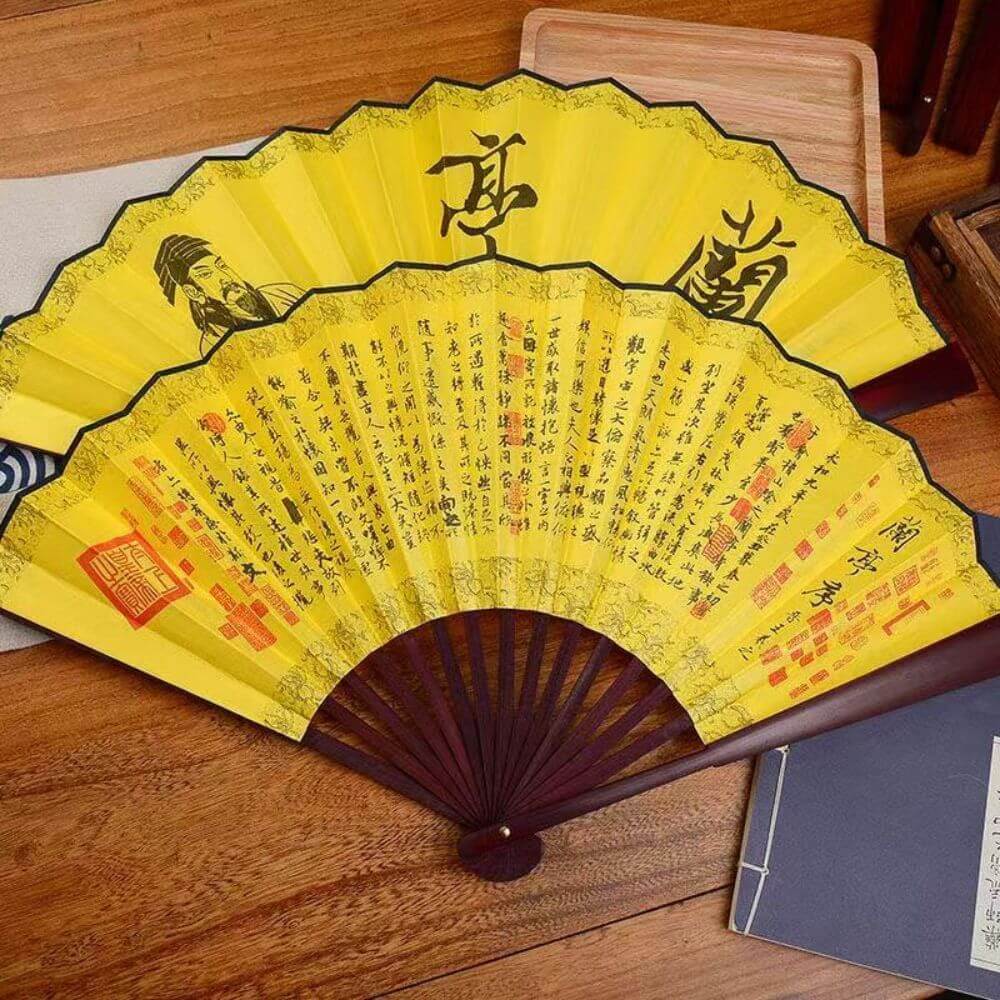 Shaolin Chinese Folding Fan With Bamboo Handle - Image 4