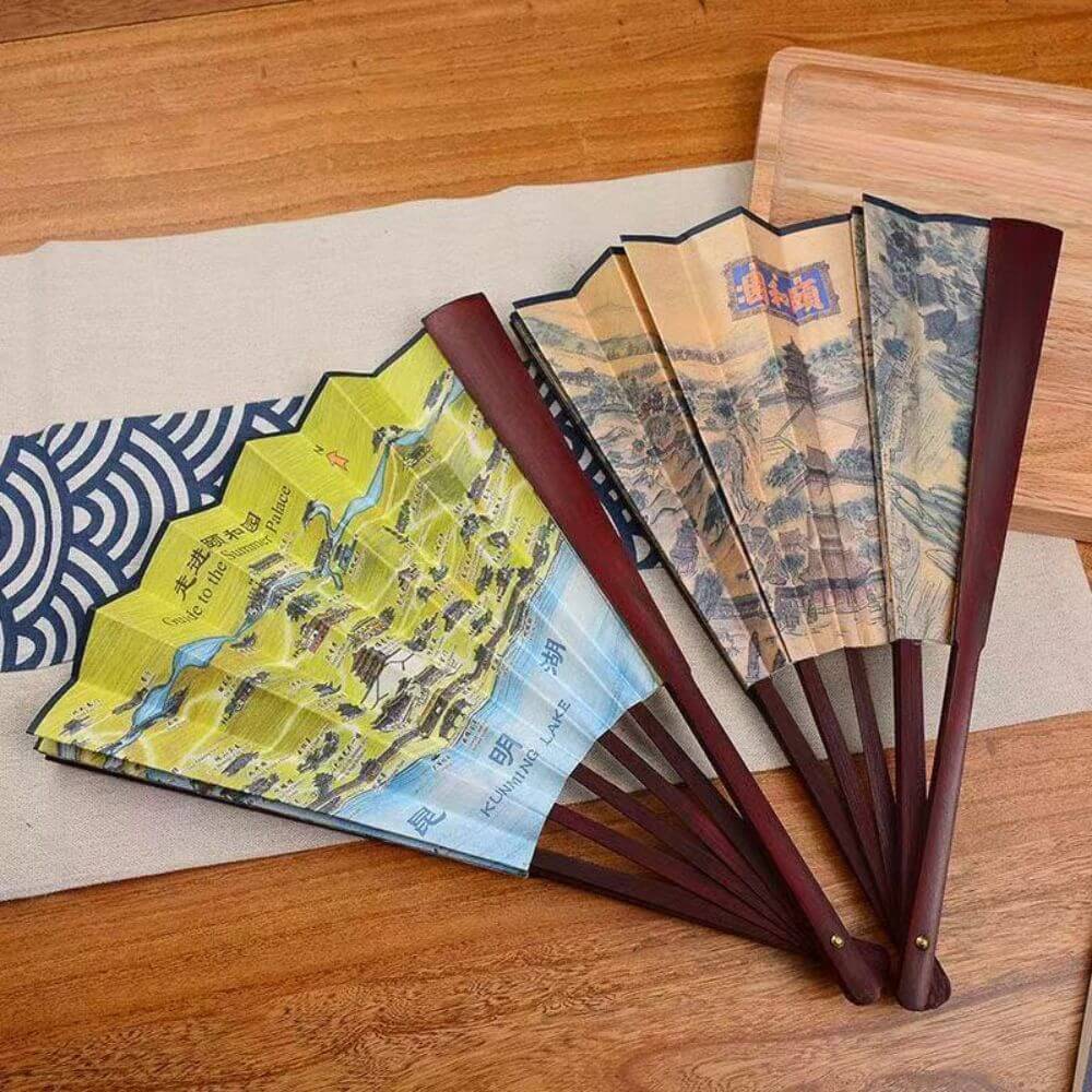 Shaolin Chinese Folding Fan With Bamboo Handle - Image 3